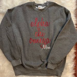 alpha chi omega mom sweatshirt super comfy sz large ❤️💚❤️💚
